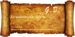 Greskovits Dóra névjegykártya