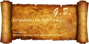 Greskovits Dóra névjegykártya